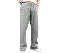 OUMSHBI Pantaloni Uomo Lino e Cotone Calzoni Uomo Estivi Joggers Pants Sportivi Pantalone Lino e Cotone Classico Trousers Comodi Pantalaccio Classici Pantaloni da Tuta Pantalone Palazzo Largo