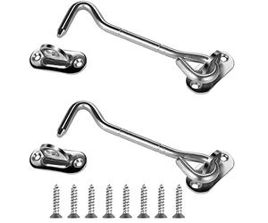 oumuik Gancio tempesta, gancio in acciaio inox, 2 pezzi, gancio per cabina per il balcone, porta con 8 viti di montaggio (argento)