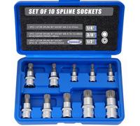 oumuik, set di 10 chiavi a bussola scanalate M4 - M18 Torx - Set di chiavi a bussola triple quadrate con custodia