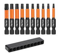 OUMUIK Set di punte Torx per cacciavite, 10 pezzi, lunghezza 50 mm, attacco esagonale da 1/4", con scatola dispenser