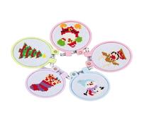 Ounfhtrttk 5 Pezzi di Kit Natalizi per Punto Croce con Pattern di Ricamo Timbrati su Tessuto per Bambini e Principianti. Forniture per Il Kit di Punto Croce.