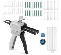 Ounfhtrttk Dispenser per Colla 2K, Dispenser per Colla Epossidica da 50 Ml, Manico per Colla Mista per Miscelazione Adesivo AB 2:1, con 60 Ugelli