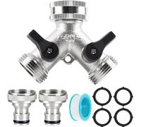 Ounfhtrttk Divisore per Rubinetto In Metallo A 2 Vie 3/4" A Forma di Y, Valvola Deviatrice per Tubo da Giardino, Adattatore per Rubinetto A Doppia Uscita In