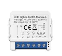 Ounfhtrttk Interruttore Automatico A Circuito Singolo Tuya ZigBee 3.0 con Controllo Bidirezionale, Supporto per Controllo Vocale, Automazione Domestica Fai-Da-Te, 3 Gang