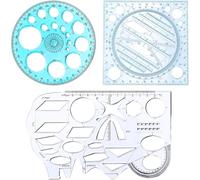 Ounfhtrttk Set di 3 Modelli di Disegno Geometrico, Modello di Cerchio e Stencil da Disegno per Studenti, Righello per Architettura Scolastica