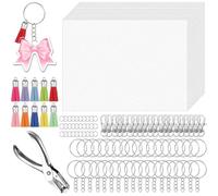 Ounfhtrttk Set di Shrinky-Dink - Kit di 221 Pezzi di Fogli di Plastica Shrinky Inclusi Carta Shrink, Foratrice e Catena per Marcatura Creativa