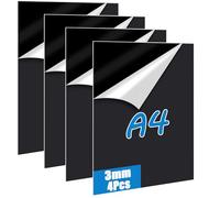 Oungy 4 lastre in vetro acrilico nero su misura A4, 3 mm, tagliabili a laser, piastra in acrilico, 21 x 29,7 cm, piastra in acrilico, colore nero, per foto e progetti di pittura