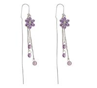 OUNONA 1 paio di orecchini a filo con cristalli e nappe a forma di fiore | Orecchini a con catenina a nappina e fiore per donna, gioielli ideali come regalo per le feste, compleanni e Natale.