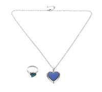 OUNONA 1 Set composto da collana e anello che cambiano colore in base alla | Ciondolo a forma di cuore che cambia colore, ideale per ragazze o donne, con anello regolabile, perfetto come regalo per fest