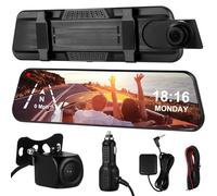 OUNONA 1 set Dash Cam Specchietto Retrovisore con Schermo Touch da Telecamera Anteriore e Posteriore Visione Notturna Installazione Facile e Angolo Registrazione per Auto e Camper