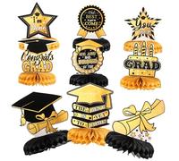 OUNONA 1 Set Decorazioni per Feste di Laurea Complimenti Grad Centrotavola a Nido d'Ape Favo di Laurea 2023 Decorazioni per La Tavola Centrotavola Scena Addio Carta Golden