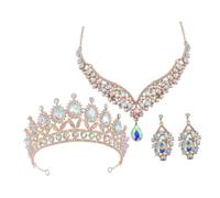 OUNONA 1 Set Set Di Orecchini Da Collana a Tiara Corone Diademi Nuziale Essere Signore Decorazioni Accessori Copricapo Matrimonio Per La Sposa D'oro Orecchino Strass