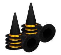 OUNONA 10 Pezzi Mini Cappelli da Strega per Bottiglia Vino, Feltro Nero | Decorazioni per Cappelli, Cappello da Strega per Halloween, per Bottiglie Vino e Feste in Casa