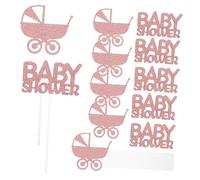 OUNONA 12 Pezzi Decorazioni per Torte Shower Set Topper per Cupcake Bamboo Facili da Inserire come Photo Prop per Feste e Compleanni