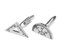 OUNONA 2 gemelli matematici, gemelli geometrici con goniometro e righello | Gemelli quadrati in argento, gioielli eleganti a tema accademico per camicia, perfetti per ufficio e cerimonie.