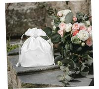 OUNONA 2 Pezzi Borsa da Sposa in Raso Bianca con Strass Pochette con Laccio Accessorio Unico Cerimonie Nuziali