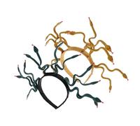 OUNONA 2 Pezzi Fascia Egizia Medusa in Plastica e Vinile Accessori Serpente per Capelli Donna Halloween e Cosplay Verde Scuro e Oro Decorazione Testa Regale Antico