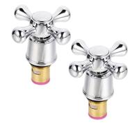 OUNONA 2 Pezzi Manopola per Rubinetto Caldo e Freddo da 1/2 Pollice Maniglia Croce per Rubinetto Lavabo e Lavello Cucina Accessorio in Ottone e Acciaio Inox Facile Colore Casuale