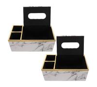 OUNONA 2 Pezzi Scatola Portafazzoletti in Pelle PU con Supporto Telecomando Organizer Multiuso Effetto Marmo Contenitore Decorativo per Casa Ufficio Hotel