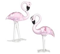 OUNONA 2 pezzi Statua Fenicottero in Cristallo Rosa Piccole Figurine da Tavolo Decorative per Casa e Ufficio Sculture Leggere e Resistenti per Decorazione Giardino e Festa 2pcs