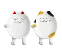 OUNONA 2 Pezzi Supporto per Pentola in Materiale Ceramico, Porta Coperchio, Porta Cucchiai e Bacchette, Organizer da Cucina con Motivo Gatto per Mantenere Puliti Utensili e Superfici