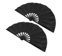 OUNONA 2 Pz Ventaglio Tai Chi Ventaglio Festival Ventaglio per Donne Ventaglio Pieghevole Decorativo Ventaglio Kung Fu Ventaglio in Plastica Ventaglio Wushu Danza Spettacolo Panno Nero
