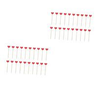 OUNONA 2 Set Carta D'amore Cuore Il Decorazioni Per Torte Topper Per Torta Topper Per Dessert Per Torte Rosa Decorazione Per Cupcake Arredamento A Cupcake Di Legno Rosso 20 Pezzi * 2
