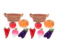 OUNONA 2 Set Di Cesto Di Frutta in Miniatura Mini Cibo Miniature Kit Casa Delle Bambole Cestino Per Snack Mini Alimenti Verdure in Miniatura Piccole Figurine Bambola Resina