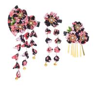 OUNONA 3 fermagli per a forma di kimono floreale: accessori per alla moda giapponese con nappe, forcina tradizionale per kimono per donne, accessori per cosplay Hanfu