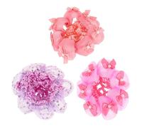 OUNONA 3 pezzi di retina elastica per capelli, per ragazze, donne e bambini, con paillettes, fiori, decorazioni, danza, pattinaggio, chignon, copricapo di perle