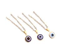 OUNONA 3pezzi Collana Donna Occhio Turco Malocchio Con Pendenti in Vetro Blu e Dorato Amuleto Porta Fortuna e Protezione Contro Le Energie Negative Design Unico Turco Adatto Decorazione