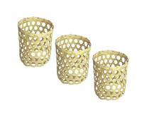 OUNONA 3pezzi Manicotti per Vasi in bambù Tessuto a Mano Design Esagonale Cavo Copertura Protettiva Antiscivolo e Resistente al Calore Adatto Varie Occasioni