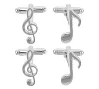 OUNONA 4 gemelli da uomo: gemelli musicali - di ricambio per camicie eleganti - a forma di nota musicale per abiti formali da matrimonio