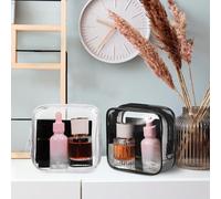 OUNONA 4 pezzi Bustine Trasparenti con Doppia Zip per Viaggio Pochette Porta Cosmetici Piccole con Angoli Arrotondati Organizer Trasparente per Trucco e Accessori Borse Porta Trucchi da