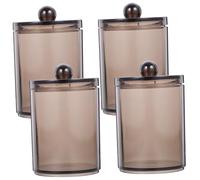 OUNONA 4 pezzi Dispenser Cotton Fioc e Batuffoli con Nero Trasparente Organizer Compatto per Bagno Contenitori Versatili per Cosmetici e Gioielli