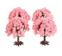 OUNONA 4 Pezzi Ornamenti del decorazione dell'albero di fiori di ciliegio albero della casa delle bambole mini alberi piante da bambole alberi spugna rosa