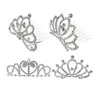OUNONA 4pezzi Corone Con Pettine in Lega e Strass Per Bambine Copricapo Corona Elegante Per Ragazze Bomboniere e Decorazione Per Feste