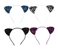 OUNONA 4pezzi Orecchie di Gatto Cerchietti Glitter Leopardato Fascia per Capelli Accessori per Feste Ballo Mascherato Stile Casuale