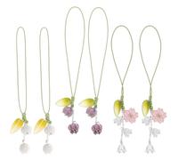 OUNONA 6 Pezzi Ciondolo a Forma di Fiore per Cellulare e Mp3, in Vetro e Filo di Cera, Facile da Indossare al Polso da Installare, come Decorazione Portachiavi e Collana Cellulare