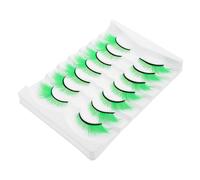 OUNONA 7 paia Ciglia Finte Verdi Extra Lunghe per da e Palco Estensioni Soffici e Comode per Look da Cosplay Halloween