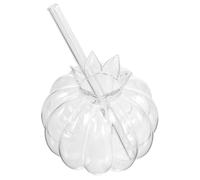 OUNONA Bicchiere in Vetro a Melograno 350ml Cannuccia per Cocktail | Trasparente e Riutilizzabile, Robusto per Succhi e Bevande Fredde, per Bar e Feste