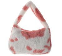 OUNONA Borsa Peluche Donna a Tracolla, Borsa a Spalla Piccola Rosa in Poliestere e Peluche, Leggera e Portatile, Grande Capacità, per Scuola e Weekend