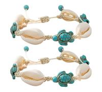 OUNONA Braccialetto con Tartaruga e Conchiglia Boho, 2 Pezzi, Versatile come Bracciale o Cavigliera, per Beach Vacation e Summer Outfit