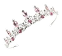 OUNONA Cerchietto da Sposa in Lega Strass Rosa Copricapo da Matrimonio per Ragazze Accessorio per Feste di Compleanno e Cerimonie Corona Vintage Elegante per