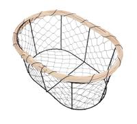 OUNONA Cestino in Ferro Multifunzionale Nero Design Elegante per Cucina e Lavanderia, Organizer per Verdure e Uova Circolazione D’aria e Struttura in Legno e Metallo