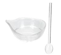 OUNONA Ciotola in Vetro Trasparente per Olio Aromatico con Cucchiaio, Facile da Pulire e Pratica per Maschere Fai da Te a Casa o Spa, Set 1 Pezzo