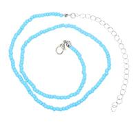 OUNONA Collana di Perline Blu da Donna Singolo Strato, per Vacanze Estive e Incontri tra Amiche