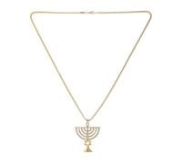 OUNONA Collana Menorah con strass - Collana con ciondolo Hanukkah - Gioielli Chanukah in cristallo - Regalo religioso ebraico per unisex
