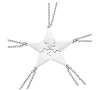OUNONA Collana Puzzle in Inossidabile a Cinque Punte per Set 5 Ciondoli Creativi per Indossare Amiche