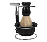 OUNONA Completo Rasoio Manuale Ciotola e Supporto in Acciaio Inossidabile Set da Barba Uomo per Rasatura Liscia e Multiuso Pennello da Barba in Setole di Nylon